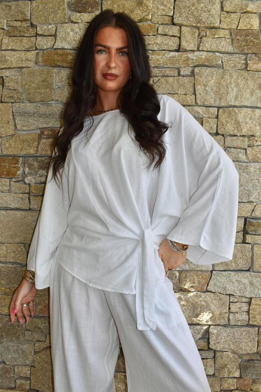 Lindin Linen Blend Kimono Top White